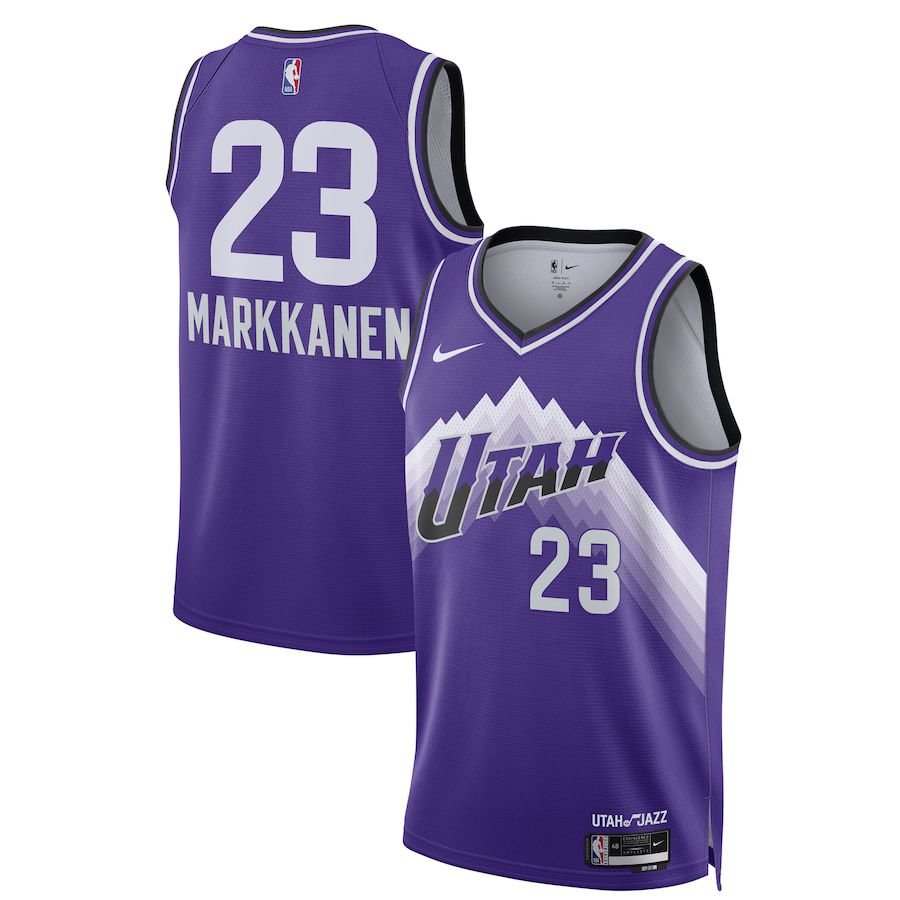 Men Utah Jazz 23 Lauri Markkanen Nike Purple City Edition 2023-24 Swingman NBA Jersey